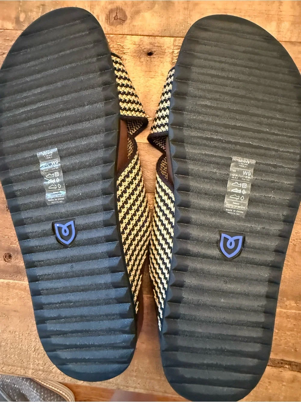 Rothy's weekend slides. Never worn. Black and tan. Very comfortable! - Picture 2 of 4